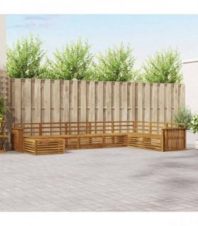 vidaXL Outdoor Sofa Set 8 pcs 7-Seaters Natural Solid Acacia Wood