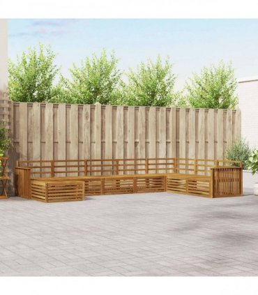 vidaXL Outdoor Sofa Set 8 pcs 7-Seaters Natural Solid Acacia Wood