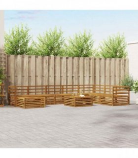 vidaXL Outdoor Sofa Set 9 pcs 7-Seaters Natural Solid Acacia Wood