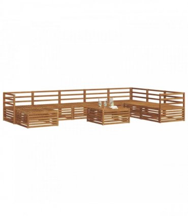 vidaXL Outdoor Sofa Set 9 pcs 7-Seaters Natural Solid Acacia Wood