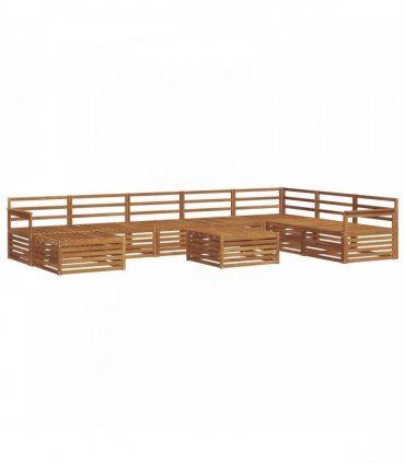 vidaXL Outdoor Sofa Set 9 pcs 7-Seaters Natural Solid Acacia Wood