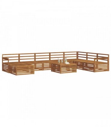 vidaXL Outdoor Sofa Set 9 pcs 7-Seaters Natural Solid Acacia Wood