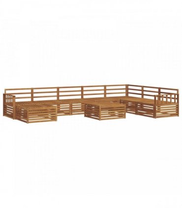 vidaXL Outdoor Sofa Set 9 pcs 7-Seaters Natural Solid Acacia Wood