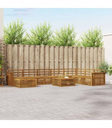 vidaXL Outdoor Sofa Set 9 pcs 7-Seaters Natural Solid Acacia Wood
