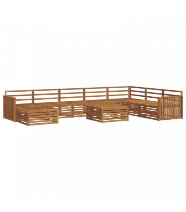 vidaXL Outdoor Sofa Set 9 pcs 7-Seaters Natural Solid Acacia Wood