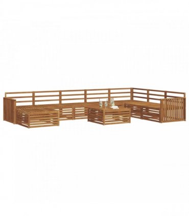 vidaXL Outdoor Sofa Set 9 pcs 7-Seaters Natural Solid Acacia Wood