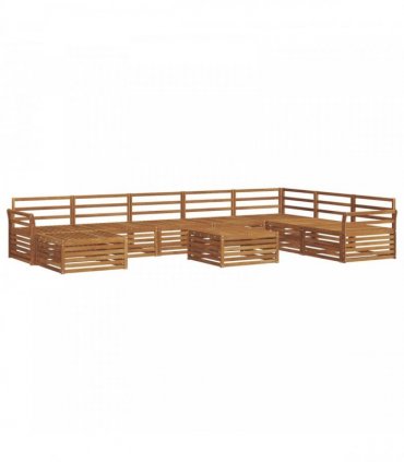 vidaXL Outdoor Sofa Set 9 pcs 7-Seaters Natural Solid Acacia Wood