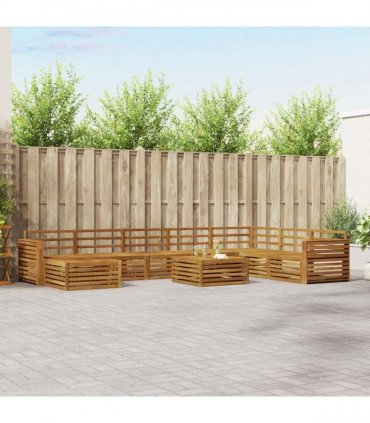 vidaXL Outdoor Sofa Set 9 pcs 7-Seaters Natural Solid Acacia Wood