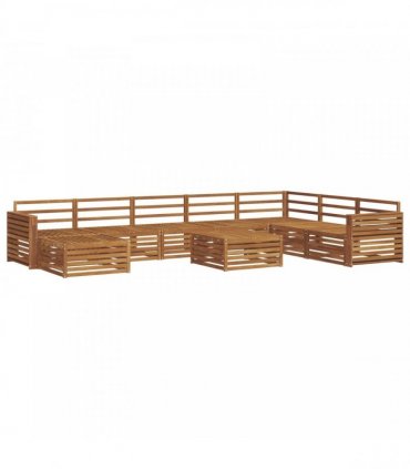 vidaXL Outdoor Sofa Set 9 pcs 7-Seaters Natural Solid Acacia Wood