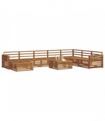 vidaXL Outdoor Sofa Set 9 pcs 7-Seaters Natural Solid Acacia Wood