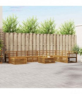 vidaXL Outdoor Sofa Set 9 pcs 7-Seaters Natural Solid Acacia Wood