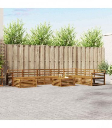vidaXL Outdoor Sofa Set 9 pcs 7-Seaters Natural Solid Acacia Wood