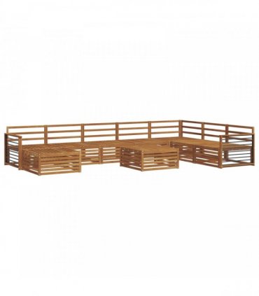 vidaXL Outdoor Sofa Set 9 pcs 7-Seaters Natural Solid Acacia Wood