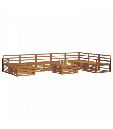 vidaXL Outdoor Sofa Set 9 pcs 7-Seaters Natural Solid Acacia Wood