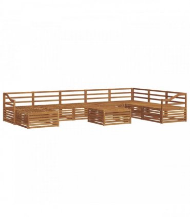 vidaXL Outdoor Sofa Set 9 pcs 7-Seaters Natural Solid Acacia Wood