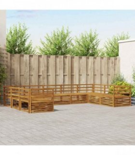 vidaXL Outdoor Sofa Set 9 pcs 9-Seaters Natural Solid Acacia Wood
