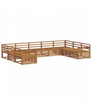 vidaXL Outdoor Sofa Set 9 pcs 9-Seaters Natural Solid Acacia Wood