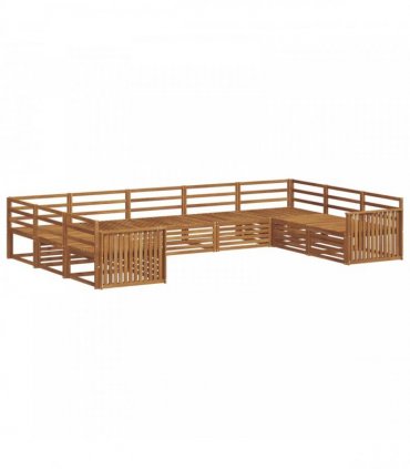 vidaXL Outdoor Sofa Set 9 pcs 9-Seaters Natural Solid Acacia Wood