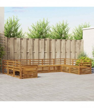 vidaXL Outdoor Sofa Set 9 pcs 9-Seaters Natural Solid Acacia Wood
