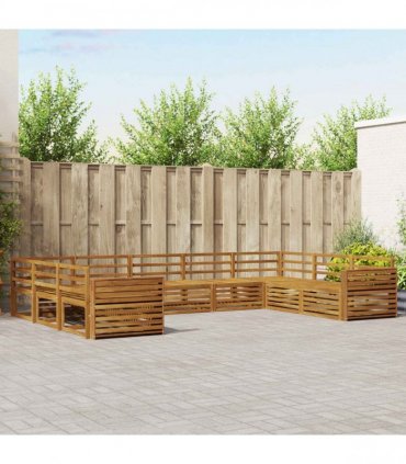 vidaXL Outdoor Sofa Set 9 pcs 9-Seaters Natural Solid Acacia Wood