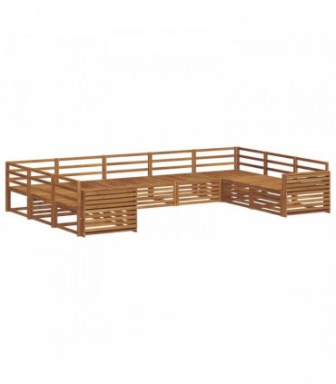 vidaXL Outdoor Sofa Set 9 pcs 9-Seaters Natural Solid Acacia Wood