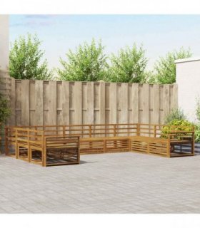 vidaXL Outdoor Sofa Set 9 pcs 9-Seaters Natural Solid Acacia Wood