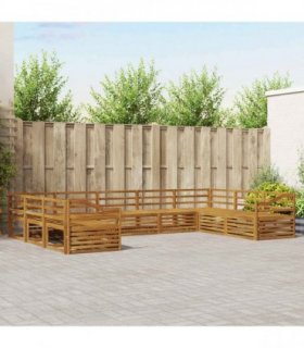 vidaXL Outdoor Sofa Set 9 pcs 9-Seaters Natural Solid Acacia Wood