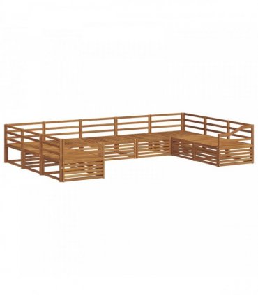 vidaXL Outdoor Sofa Set 9 pcs 9-Seaters Natural Solid Acacia Wood