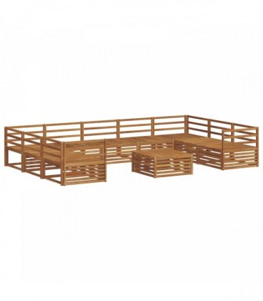 vidaXL Outdoor Sofa Set 10 pcs 9-Seaters Natural Solid Acacia Wood