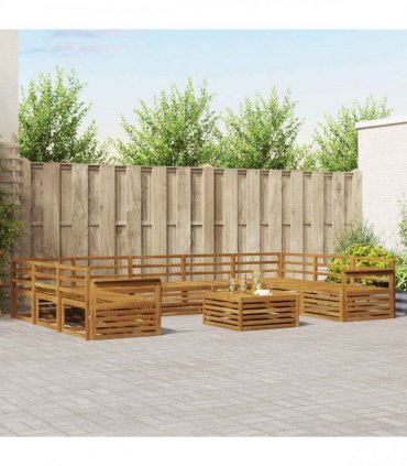 vidaXL Outdoor Sofa Set 10 pcs 9-Seaters Natural Solid Acacia Wood