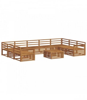 vidaXL Outdoor Sofa Set 10 pcs 9-Seaters Natural Solid Acacia Wood