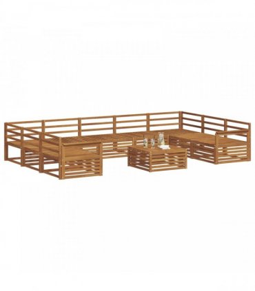 vidaXL Outdoor Sofa Set 10 pcs 9-Seaters Natural Solid Acacia Wood