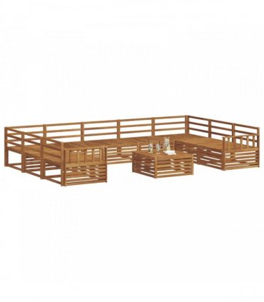 vidaXL Outdoor Sofa Set 10 pcs 9-Seaters Natural Solid Acacia Wood
