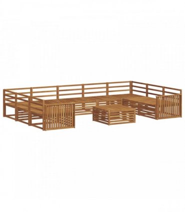 vidaXL Outdoor Sofa Set 10 pcs 9-Seaters Natural Solid Acacia Wood