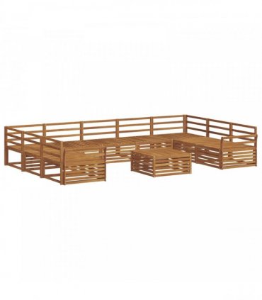 vidaXL Outdoor Sofa Set 10 pcs 9-Seaters Natural Solid Acacia Wood