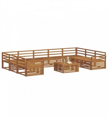 vidaXL Outdoor Sofa Set 10 pcs 9-Seaters Natural Solid Acacia Wood