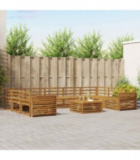 vidaXL Outdoor Sofa Set 10 pcs 9-Seaters Natural Solid Acacia Wood