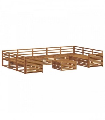 vidaXL Outdoor Sofa Set 10 pcs 9-Seaters Natural Solid Acacia Wood