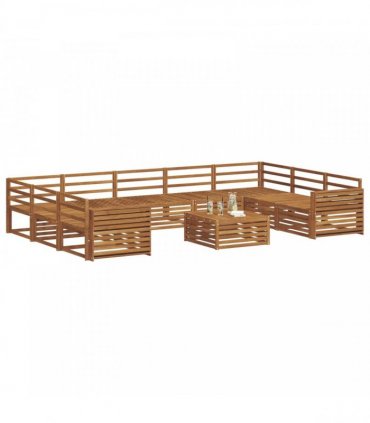 vidaXL Outdoor Sofa Set 10 pcs 9-Seaters Natural Solid Acacia Wood