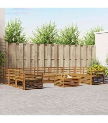 vidaXL Outdoor Sofa Set 10 pcs 9-Seaters Natural Solid Acacia Wood
