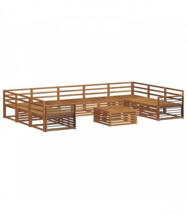 vidaXL Outdoor Sofa Set 10 pcs 9-Seaters Natural Solid Acacia Wood