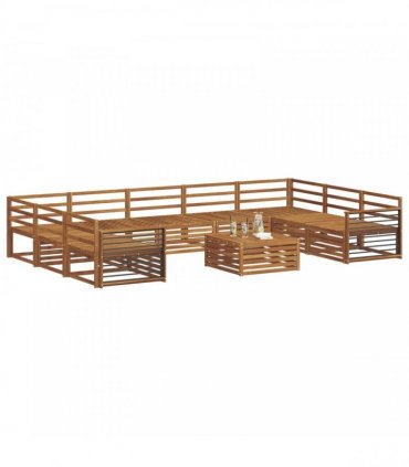 vidaXL Outdoor Sofa Set 10 pcs 9-Seaters Natural Solid Acacia Wood