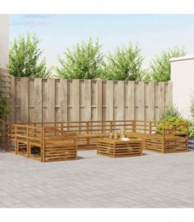vidaXL Outdoor Sofa Set 10 pcs 9-Seaters Natural Solid Acacia Wood