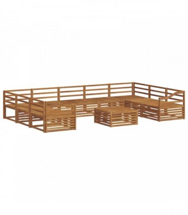 vidaXL Outdoor Sofa Set 10 pcs 9-Seaters Natural Solid Acacia Wood