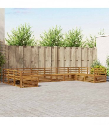 vidaXL Outdoor Sofa Set 11 pcs 10-Seaters Natural Solid Acacia Wood