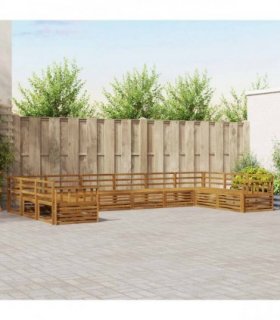 vidaXL Outdoor Sofa Set 5 pcs 10-Seaters Natural Solid Acacia Wood