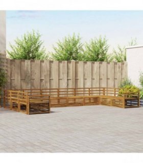 vidaXL Outdoor Sofa Set 9 pcs 10-Seaters Natural Solid Acacia Wood