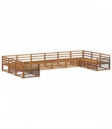 vidaXL Outdoor Sofa Set 9 pcs 10-Seaters Natural Solid Acacia Wood