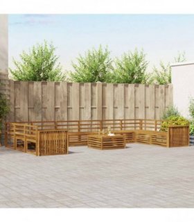 vidaXL Outdoor Sofa Set 11 pcs 10-Seaters Natural Solid Acacia Wood