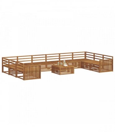 vidaXL Outdoor Sofa Set 11 pcs 10-Seaters Natural Solid Acacia Wood